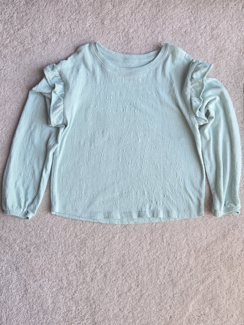 Cat & Jack Mint Green Ruffle Shoulder Long-Sleeve Top